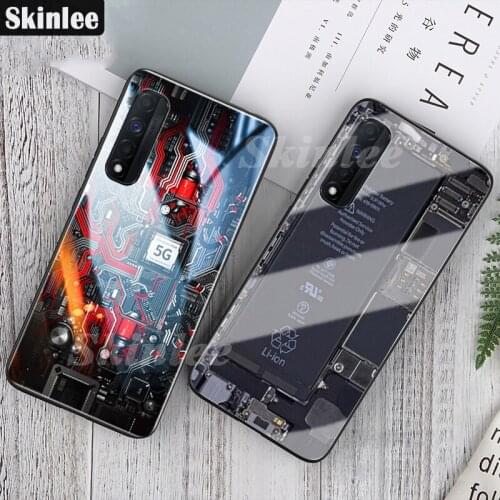 Skinlee For Realme Narzo 30 5G Case Explorer Painted Tempered Glass Silicon Cover For Realme7 4G Hard Case