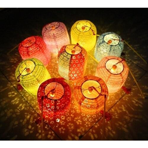 Cylindrical Wax Gourd Hollow Chinese Paper Lantern Childrens Luminous Cylindrical Hollow Dance Portable Lantern Party Decor