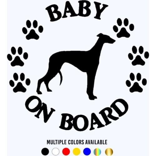 CK20861# Die-Cut Vinyl Decal Baby Greyhound on Board Car Sticker Waterproof Auto Decors on Bumper Window Laptop