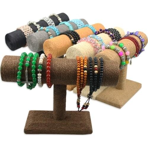 Hemp Rope Bracelet Display Stand Holder Bracelet Display For Jewelry T-bar Jewelry Bangle Organizer Watch Holder Stand