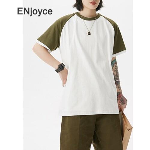 Fashion Patchwork Sleeve T-Shirt for Women Men Couple Casual Short Sleeve Pullover Loose Cotton Tee Simple tshirt Summer 2021