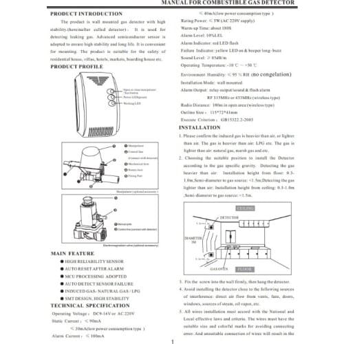 12V Gas Detector Sensor Alarm Propane Butane LPG Natural Motor Home Camper A0KF