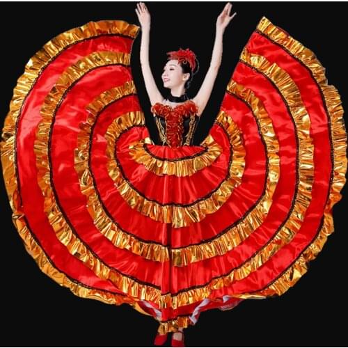 Spanish Bullfight Dance Big Swing Skirt For Women Adult Performance Dress Flamenco Dance Costumes Classical Dance Clothes VO1056