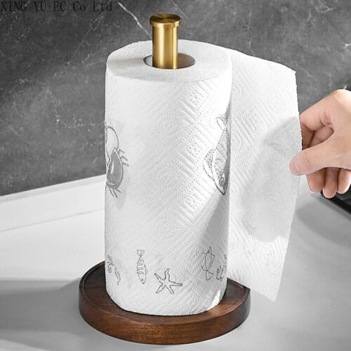 Nordic Walnut Creative Paper Towel Rack Desktop Vertical Paper Roll Holder Restaurant Kitchen Supplies Storage Shelf Free Punch