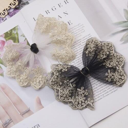 1yards 20cm wide Lace Embroidery Organza Stain Ribbon Big Bow Hairpin Accessories Diy Craft