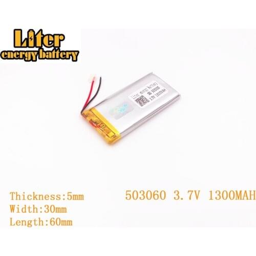 Liter energy battery 3.7V 1300mAh 503060 plug Lithium Polymer Rechargeable Battery For MP3 MP4 MP5 Lithium polymer battery