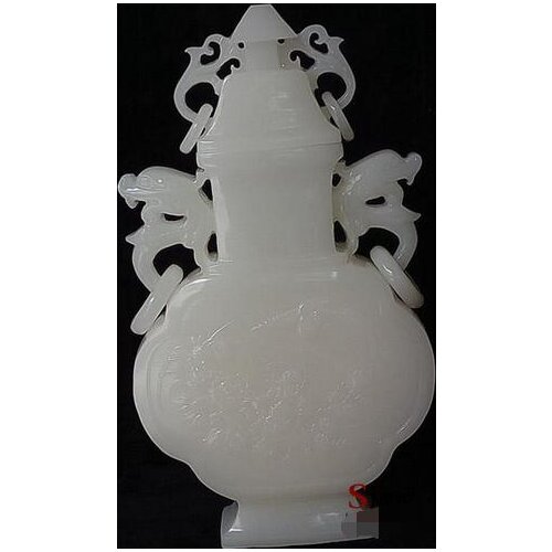 Natural authentic Afghan white jade carved vase decoration office living room crafts ornaments ornaments