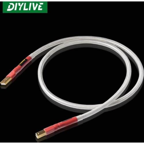 DIYLIVE Silver Plated QED HiFi USB Cable High Quality Type A to Type B DAC Data USB Cable