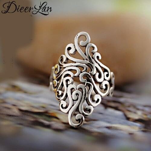 Simple Vintage Silver Color Large Pattern Rings for Women Wedding Punk Jewelry Men Finger Rings Anillos 2019