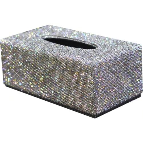 Crystal Diamond Home Car Tissue Box Dustproof Styling Bling Luxury Living Room Decor Facial Wipes Container Napkin Storage Box