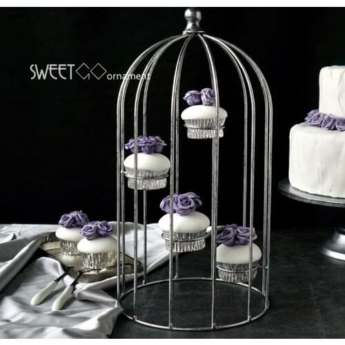 Silver Birdcage cupcake stand wedding table candy bar party supplier dessert display decorating tools