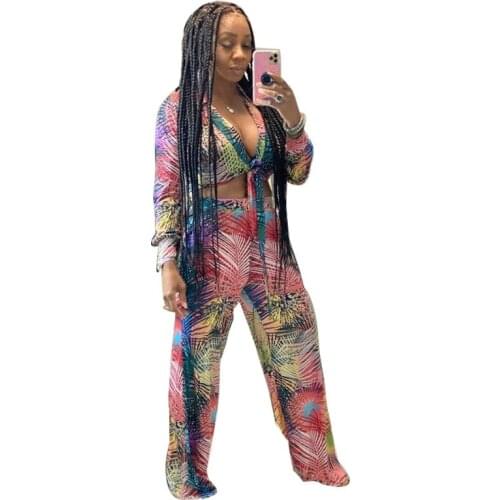 Sports Suit Fashion Casual Womens Wide-leg Pants Low-cut Top Two-piece Suit Plus Size Spring/Autumn WOMEN