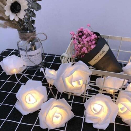 Battery Operated 3M LED Rose Flower Fairy Garland Christmas Holiday String Lights For Valentine Wedding Decoration