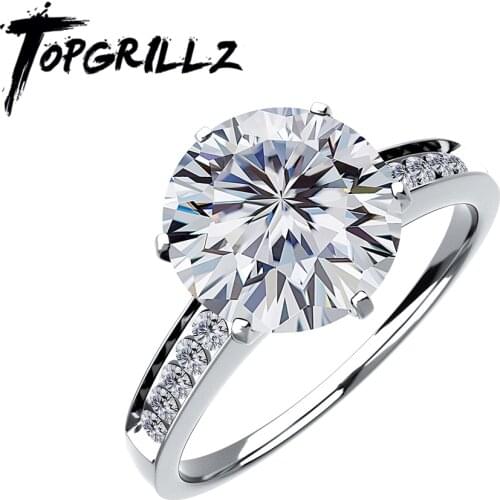 TOPGRILLZ 1ct 6.5mm D color Round Excellent Cut VVS1 Moissanite Wedding Ring 925 Sterling Silver Moissanite Engagement Ring