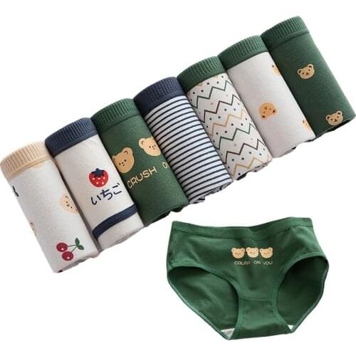 7Pcs Womens Cotton Underwear Sexy Panties Underpants Print Briefs Girls Lingeries Panty Plus Size Woman Intimates For Women
