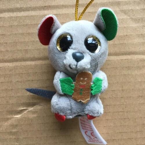 Ty Mac the Christmas Mouse Small Pendant Plush Toy Clip Stuffed Collection Soft Doll 4" 10cm