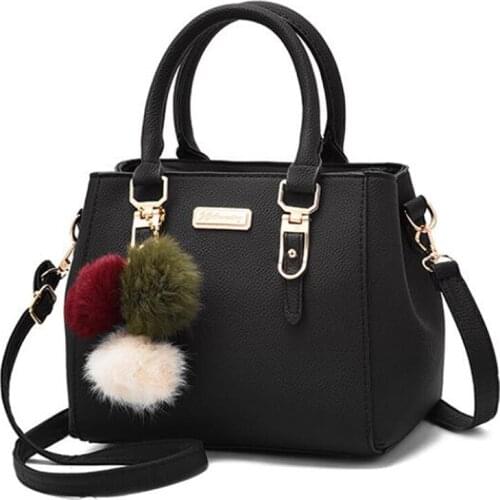 Women Hairball Cross Body Bag Shoulder Bag Luxury Handbags Women Large Capacity Pu Leather Messenger Bag
