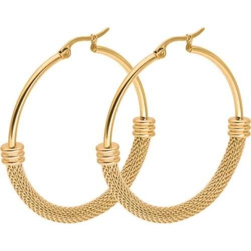 Gold Earring for Womens Stainless Steel Fake Piercing Clip on Earrings Fashion Jewelry Hoop Earrings Gifts for Women Accessories