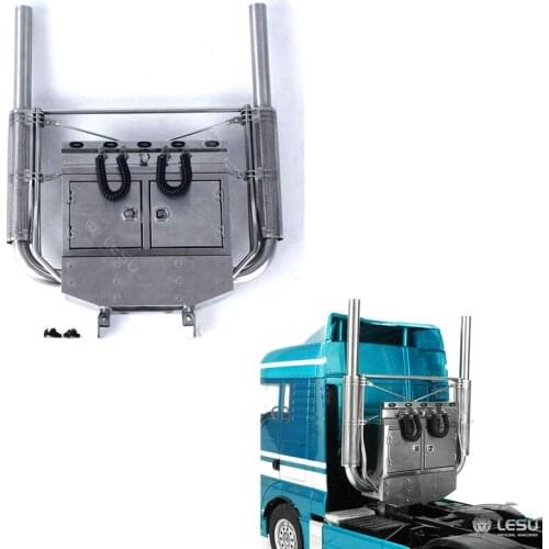 1:14 RC Truck Toys Tamiya Tractor Modification Parts Metal Equipment Rack Exhaust Pipe LED Lights Bar Tool Box Model Sets