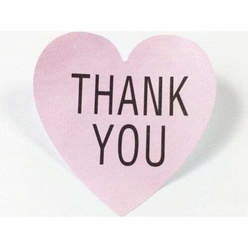 100 Pcs/lot Romtic pink heart shape design'THANK YOU' Sealing label stickera Paste DIY Gift Wrap Decorative Stickers