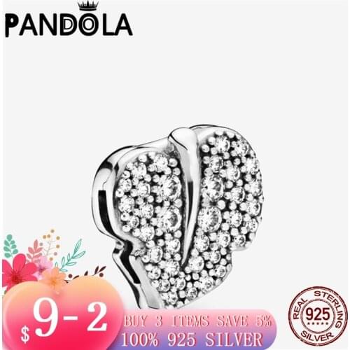 2021 new 925 Sterling Silver Shining Fallen Leaves Clip Beads Bracelet Fit Original Pandora Bracelet DIY Jewelry For Women