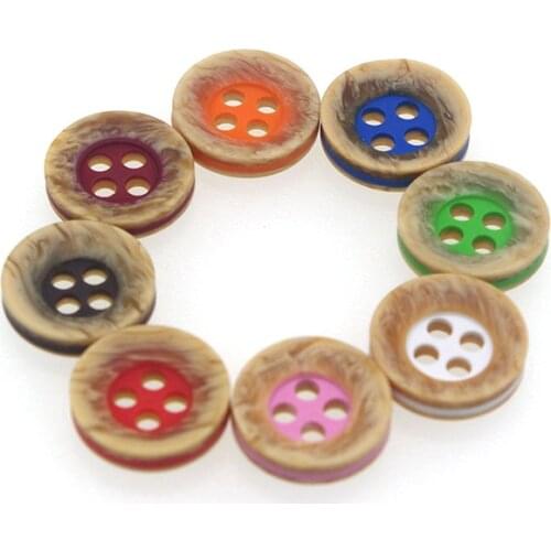 50PCs Resin Sewing Buttons Scrapbooking Round Multicolor Mixed Four Holes Retro 12mm Dia. Costura Botones Decorate