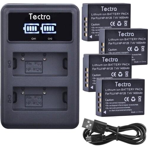 1400mAh 4pcs NP-W126 Battery for Fujifilm Fuji X-Pro1 XPro1 X-T1 XT1 XE1 HS30EXR NPW126 Battery+LED Display USB Dual Charger