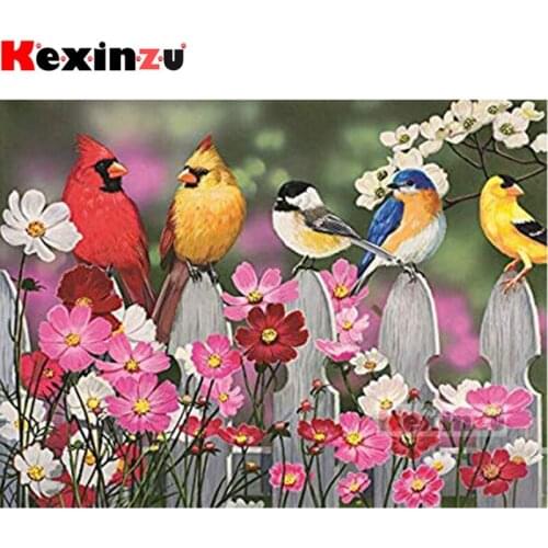5D DIY Full Square/Round Drill Diamond Painting "Fence, flowers, birds" 3d Diamond Embroidery Cross Stitch home Decor Gift K@7