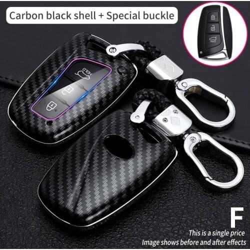 Car Key Case Cover For Hyundai Grand Santa Fe IX45 GENESIS EQUUS AZERA 2013 2014 2015 2016 Accessories Carbon fiber Keychain