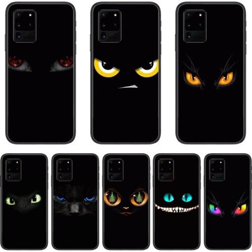 Black face Phone cover hull For SamSung Galaxy S 6 7 8 9 10 20 Plus Edge E 5G Lite Ultra black soft bumper