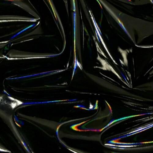 Black Colorful Glitter PU Film Fabric Down Jacket Jacket Windbreaker Fabric,By Sale The Meter