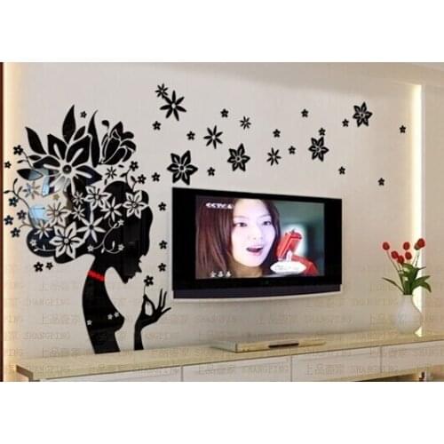 Flower Fairy Acrylic 3D wall stickers Bedroom background wall decoration Wedding room DIY art wall decor Party decoration