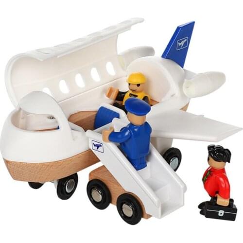 DIY Wooden Transport Scene Model Airplane Cargo Plane Railway Ship Boat Ticketing Station Ferris Wheel Educational Gift For Kids