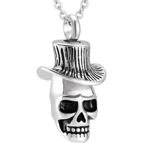 IJD10003 Newest Punk Skeleton Stainless Steel Men`s Necklace Memorial Ashes Holder Funeral Urn Chain Pendant Keepsake Jewelry