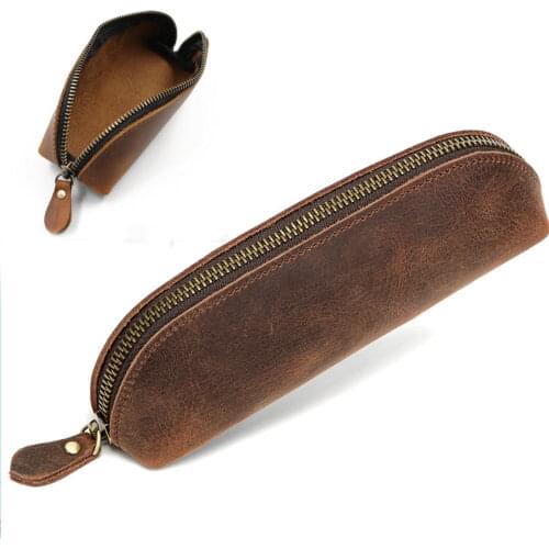 1Pc Vintage Style Genuine Leather Coin Purse for Men Women Zipper Storage Bag Card Case Kids Pencil Cases Mini Purse Storage Bag