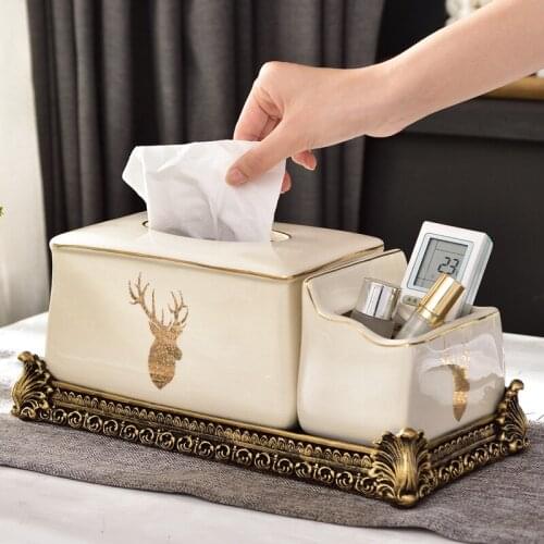 Creative Multifunction Tissue Boxes Luxury Ceramics Nordic Tissue Boxes Living Room Cajas Decorativas Household Products DG50TB