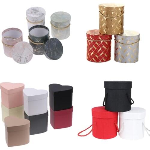 Round Flower Paper Boxes Lid Hug Florist Flower Hold The Bucket Gift Packaging Box Gift Candy Bar Party Wedding Gift Storage Box
