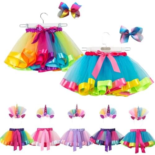 Summer Colorful Pettiskirt Children Party Girls Skirt Kids Birthday tutu Skirt Toddler Girls Unicorn Skirt Clothing