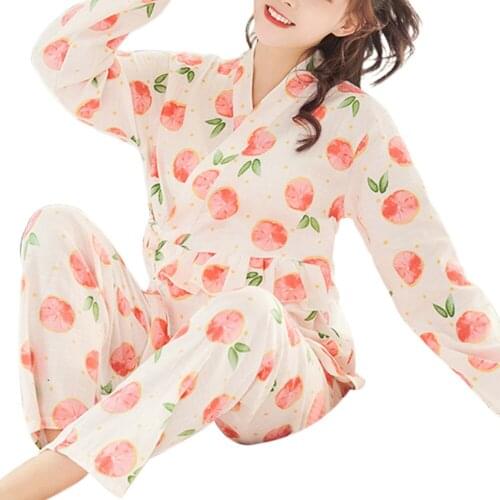 AA Maternity Cute Nursing Breastfeeding Pajamas, Soft Cotton Long Sleeve Buttons Lace Printed Shirts Elastic Long Pants