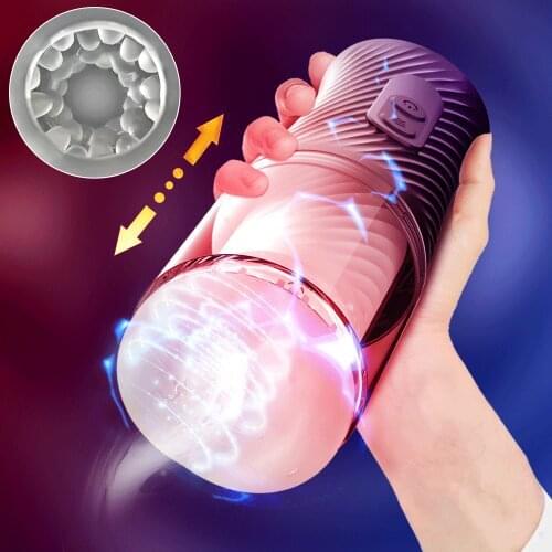 Male Masturbator Cup With Voice Automatic Telescopic Powerful Vacuum Sucking Real Vagina Pocket Sex Toys For Men Pussy Sex Shop