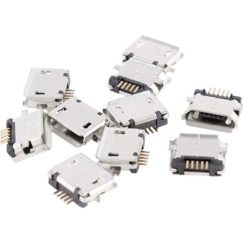 MYLB 10 Pcs Micro USB Type B Female Socket 180 Degree 5-Pin SMD SMT Soldering Jack