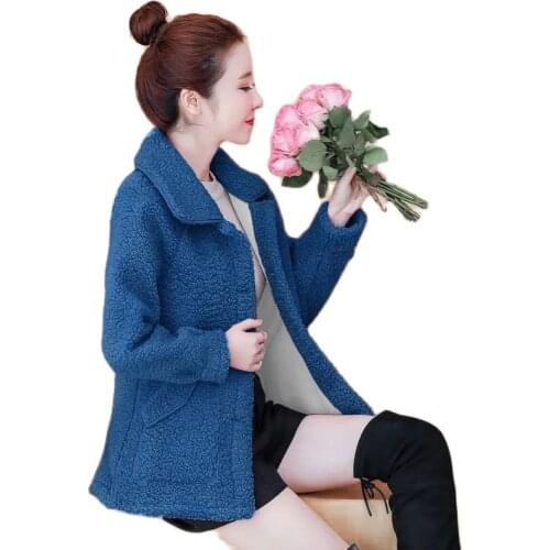 New Imitate Lamb Hair Velvet Fur One Body Womens Jacket Autumn Winter Short Grain Fleece Ladies Coat Sweater Female Outerwear