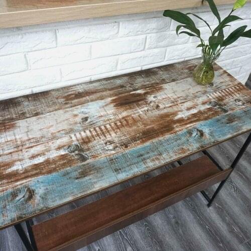 New Vintage Wood Shelf Paper Stick Wallpaper Blue Wood Panel Interior Film Leave No Trace Easy Clean Wall Covering Decorative