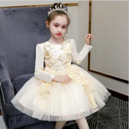 New Princess Girls Embroidered Flower Wedding Party Dresses Children Kids Elegant Winter Dress Baby Christmas Children Clothing