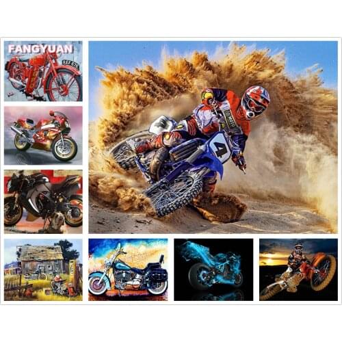 Full Square Round Rhinestone Diy Mosaic Diamond Painting Color Motorcycle Paint Abstract Art 3D Diamond Embroidery Home Decor