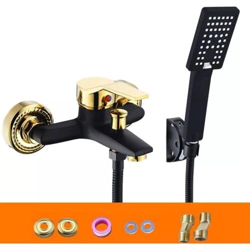Bathroom Shower Faucets Bath Shower Mixer Water Tap Wall Mounted Bathtub HandHeld Shower Head Set Wall Bathroom Rain Shower Set