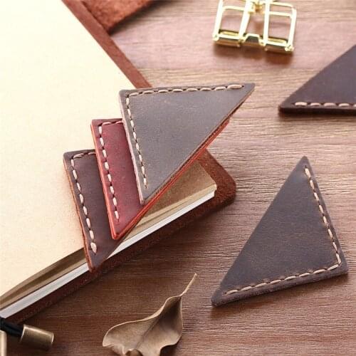 N188 Handcrated Vintage Retro Leather Bookmarks for Book Mini Corner Page Marker Genuine Leather Bookmark for Reader Teacher