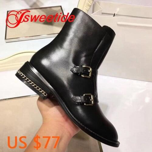 High Quality new fashion Designer boots brand women zip ankle leather boots for women Fashion Metal Decoration chelsea boots