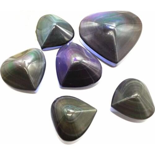 High Quality Rainbow Obsidian Heart Shaped Crystal Gemstones For Healing Reiki