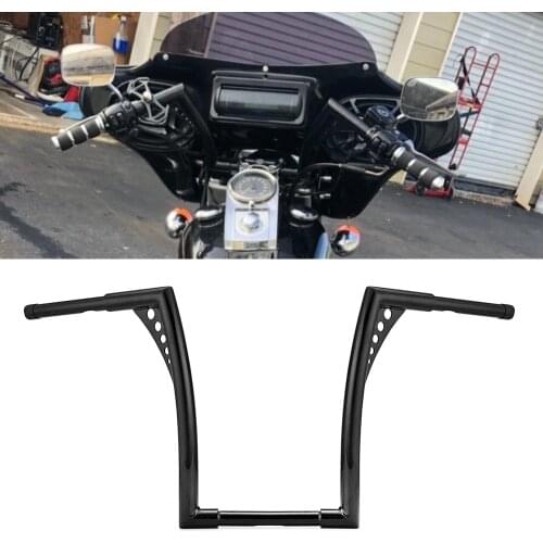 Wsen Gloss Black 10" Ape Hangers Handlebar 1-1/4" For Harley Dyna Softail Sportster XL 883 1200 ＆ Touring Road Glide/Road King